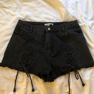 Black jean shorts